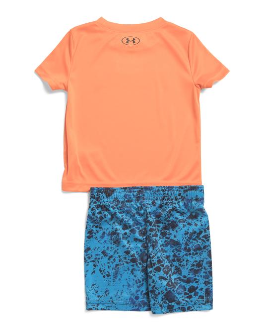 UNDER ARMOUR Toddler Boys Tech Printed Shirt And Shorts Set