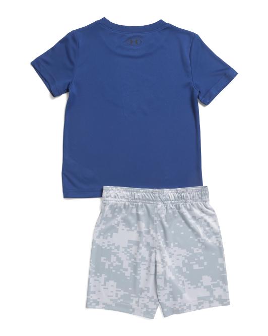 UNDER ARMOUR Little Boys 2pc Tech Short Sleeve Tee And Printed Shorts Set