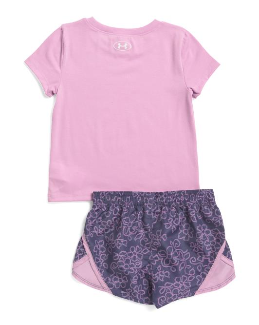 UNDER ARMOUR Toddler Girls 2pc Printed Woven Top And Shorts Set