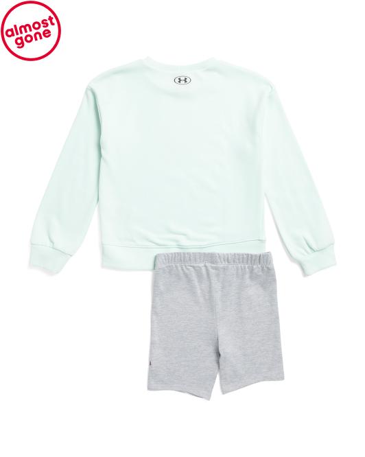 UNDER ARMOUR Little Girls 2pc Crew Neck Sweatshirt And Bike Shorts Set