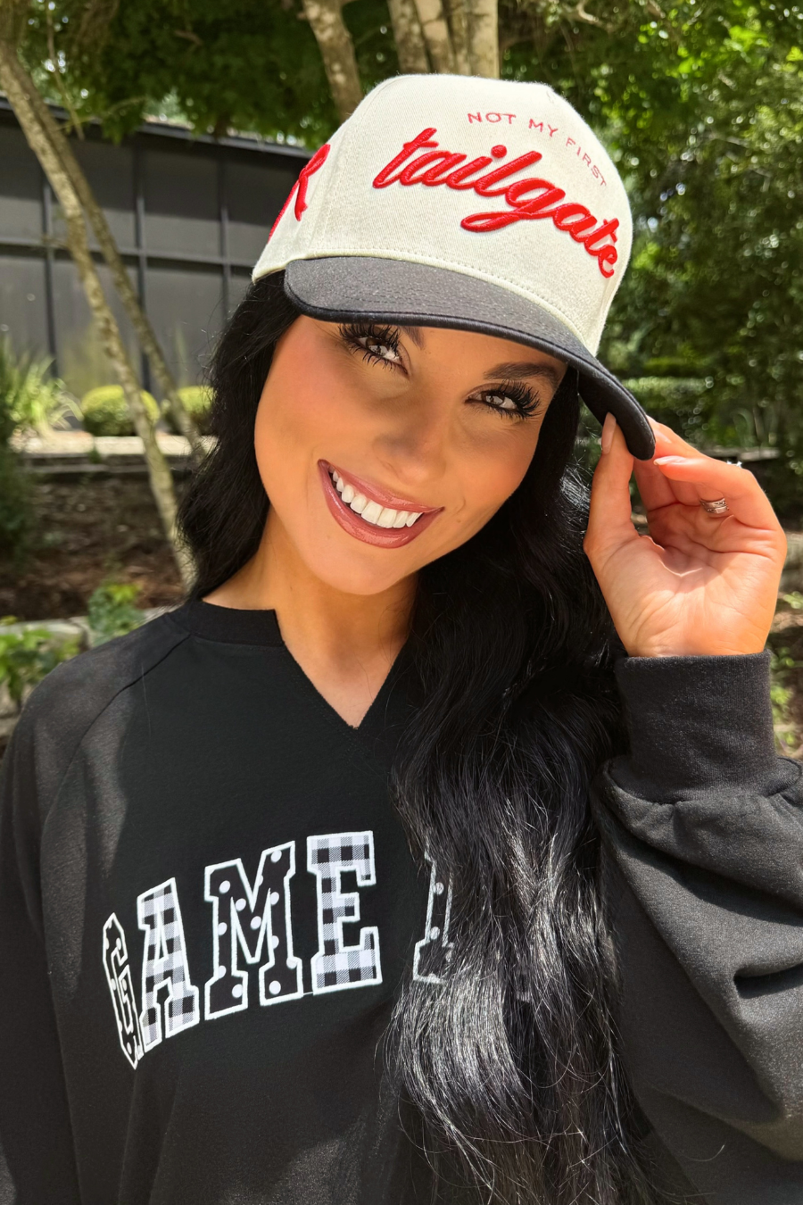 Not My First Tailgate Hat: Red/Black