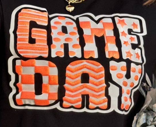 Funky Game Day Tee with Glitter Puff: Black / L / Short Sleeve