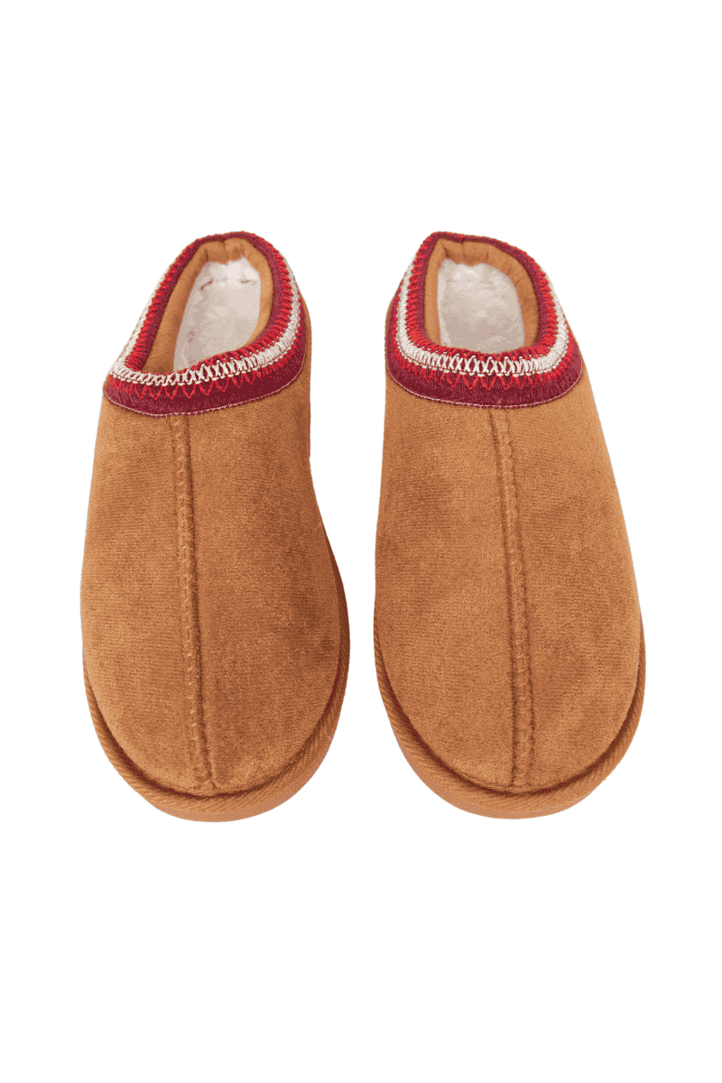 Chestnut Embroidered W slip-ons