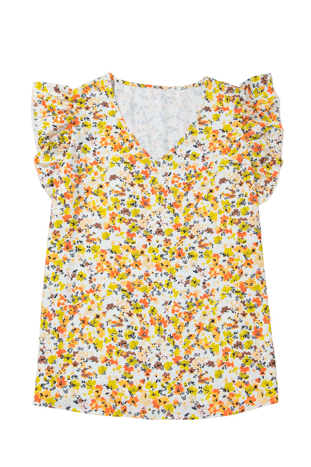Floral Ruffled V-Neck Tank Top