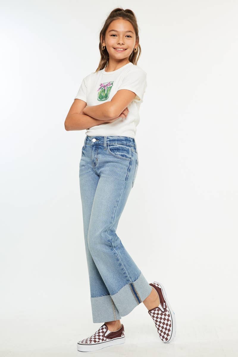 OPEN PACK MID RISE WIDE FLARE JEANS-YC78027M: MEDIUM / 6