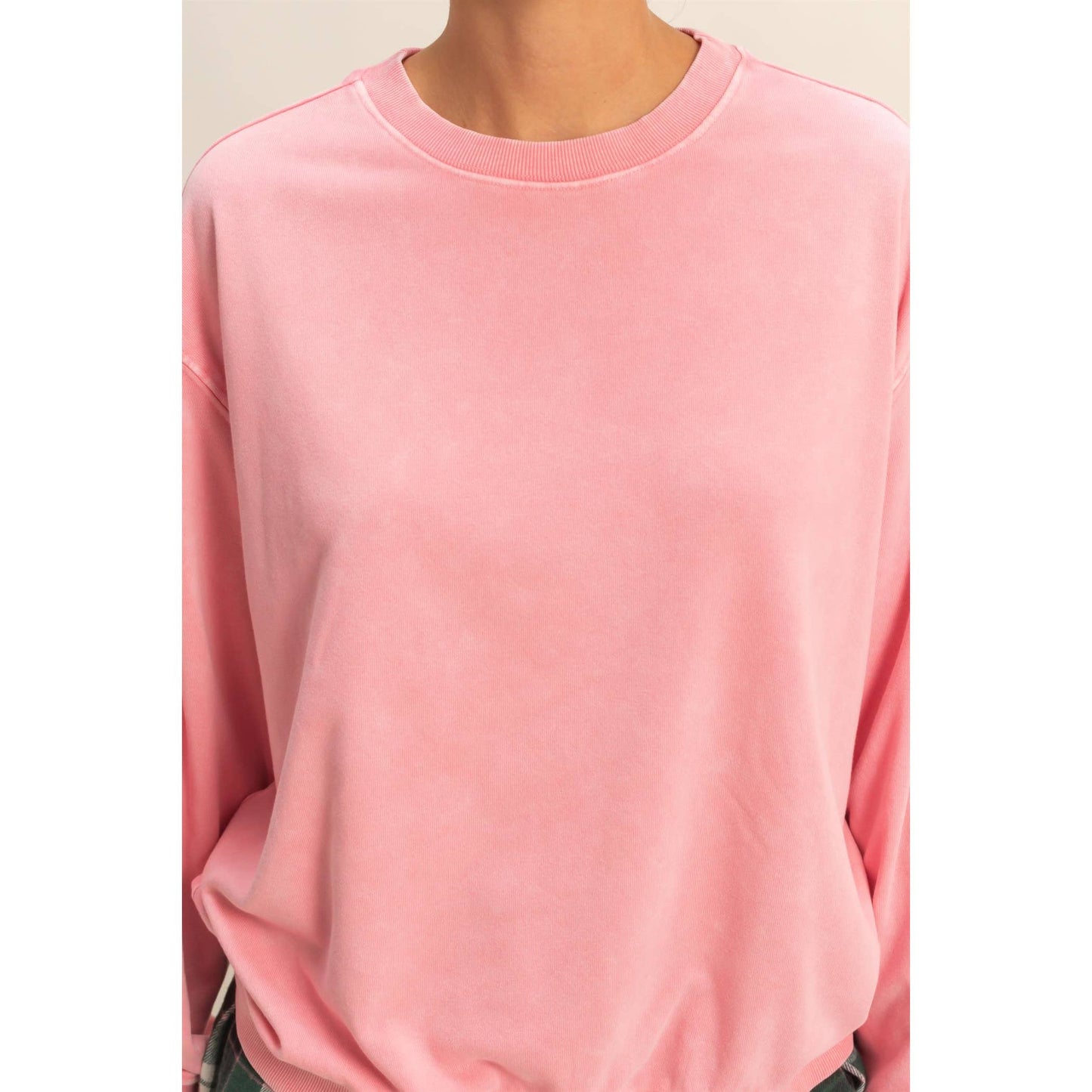 Oversized Mineral Washed Sweatshirt: CREAM / S-M-L(2-2-2)