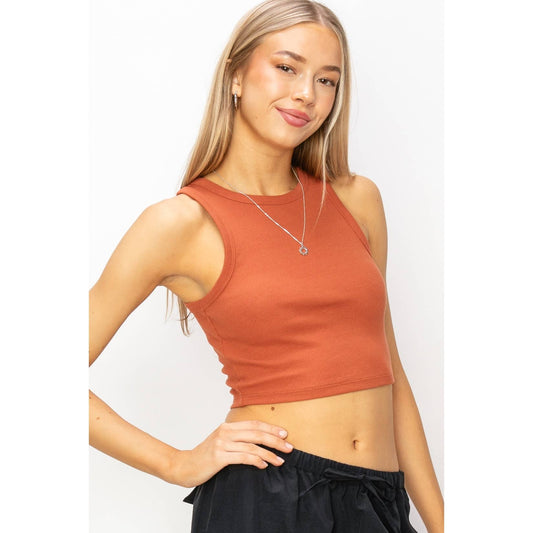 Ribbed Crop Tank: BAKED CLAY