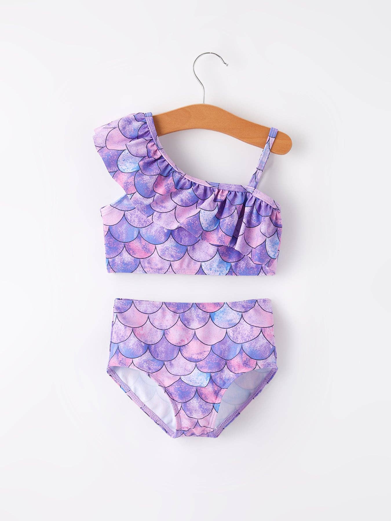 Purple Fish Scale Girls Swimsuit