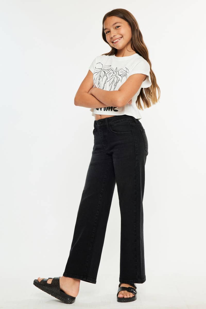 Kancan HR Wide Leg Jeans Black