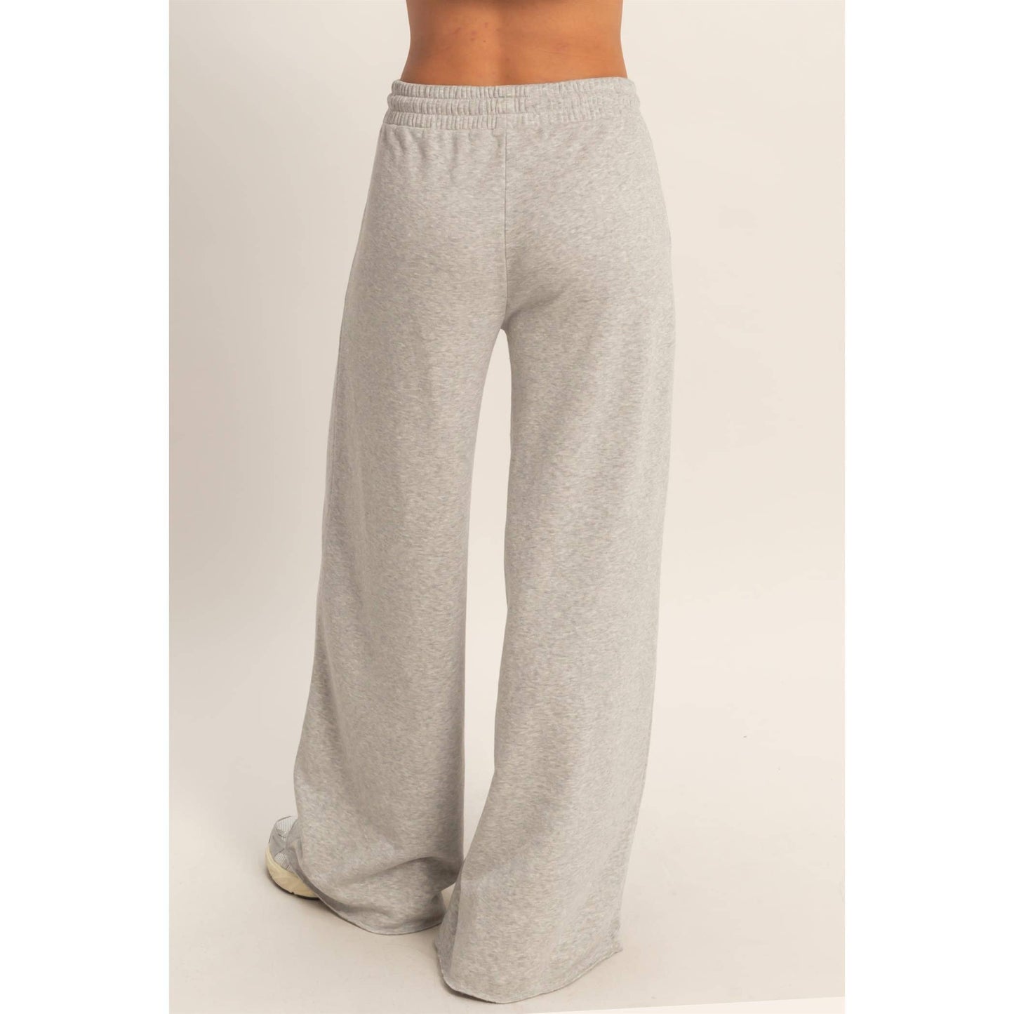 French Terry Wide-Leg Pants: GRAY