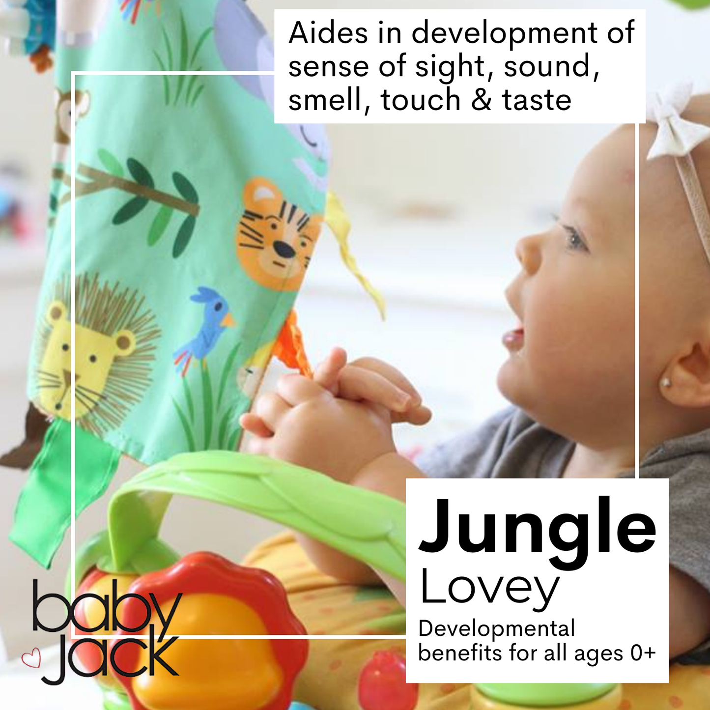 Jungle Zoo Crinkle Tag Square 8x8 Tummy Time Toy 8" x 8"