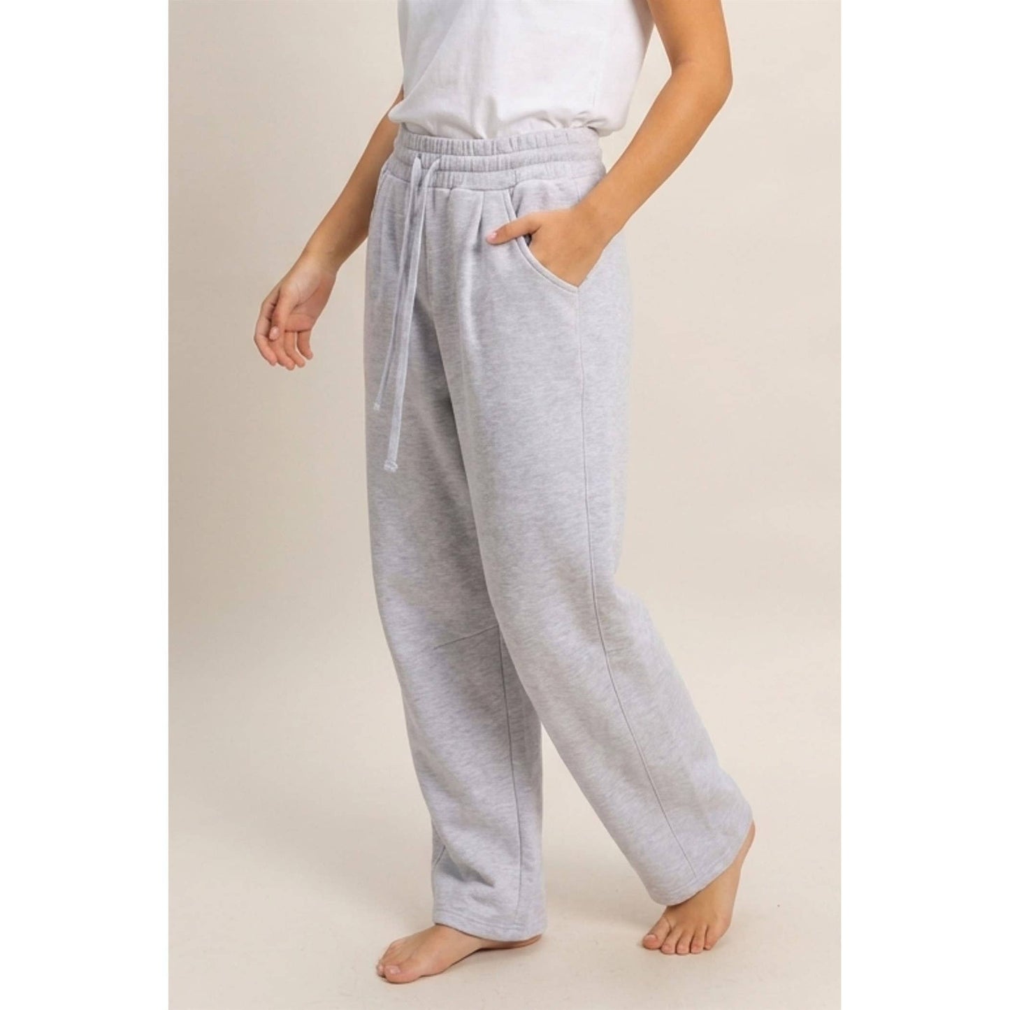 Drawstring Waist Barrel Sweatpants: BLACK / S-M-L(2-2-2)