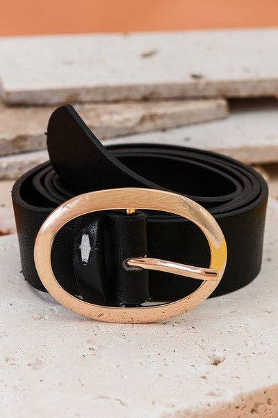 CLASSIC OVAL BUCKLE LEATHER BELT | TAUPE