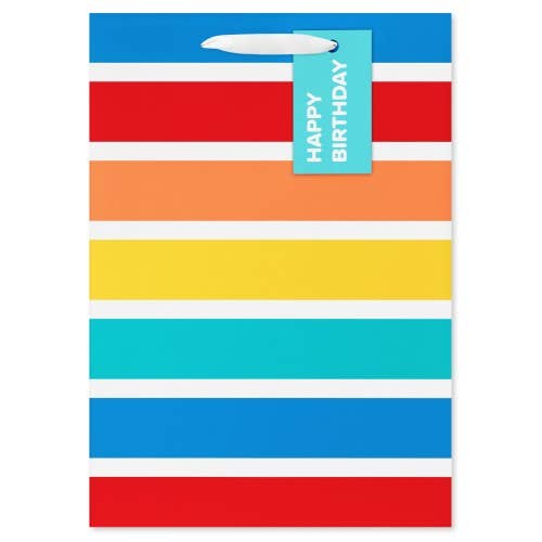 Gift Bag with Hang Tag, Rainbow Stripes