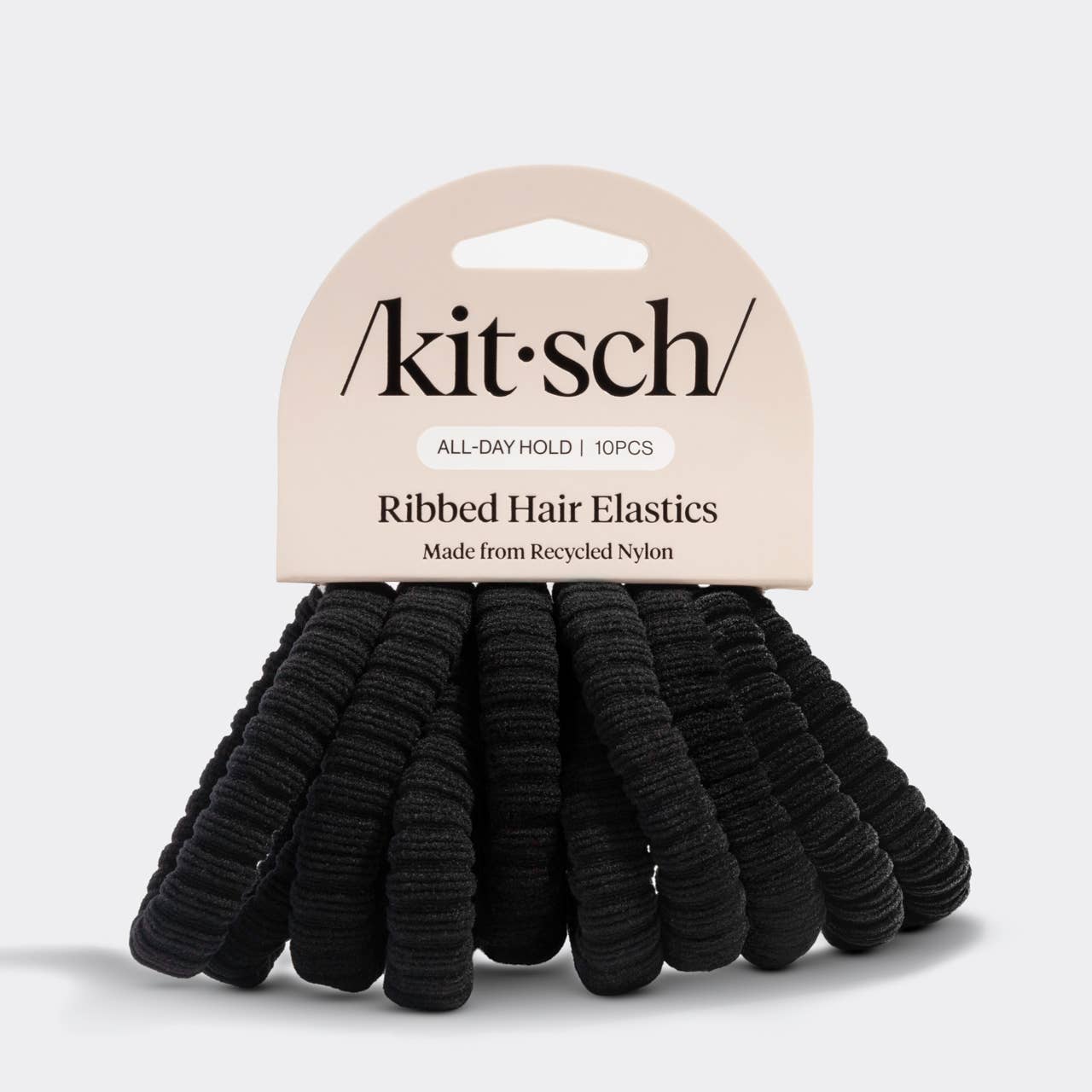 Recycled Fabric Ribbed Hair Elastics 10pc Set - Black
