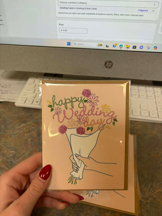 "Happy wedding day" Wedding Cute Bouquet Card