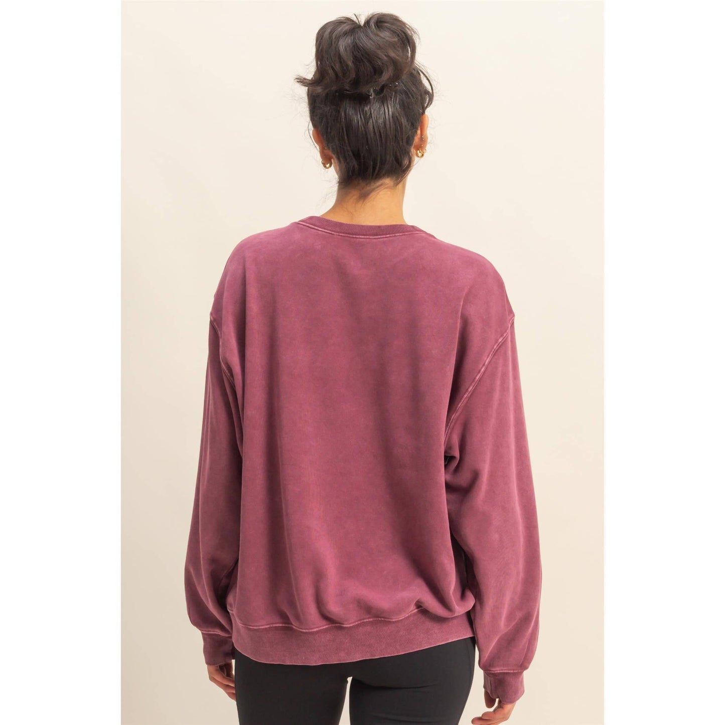 Oversized Mineral Washed Sweatshirt: CREAM / S-M-L(2-2-2)