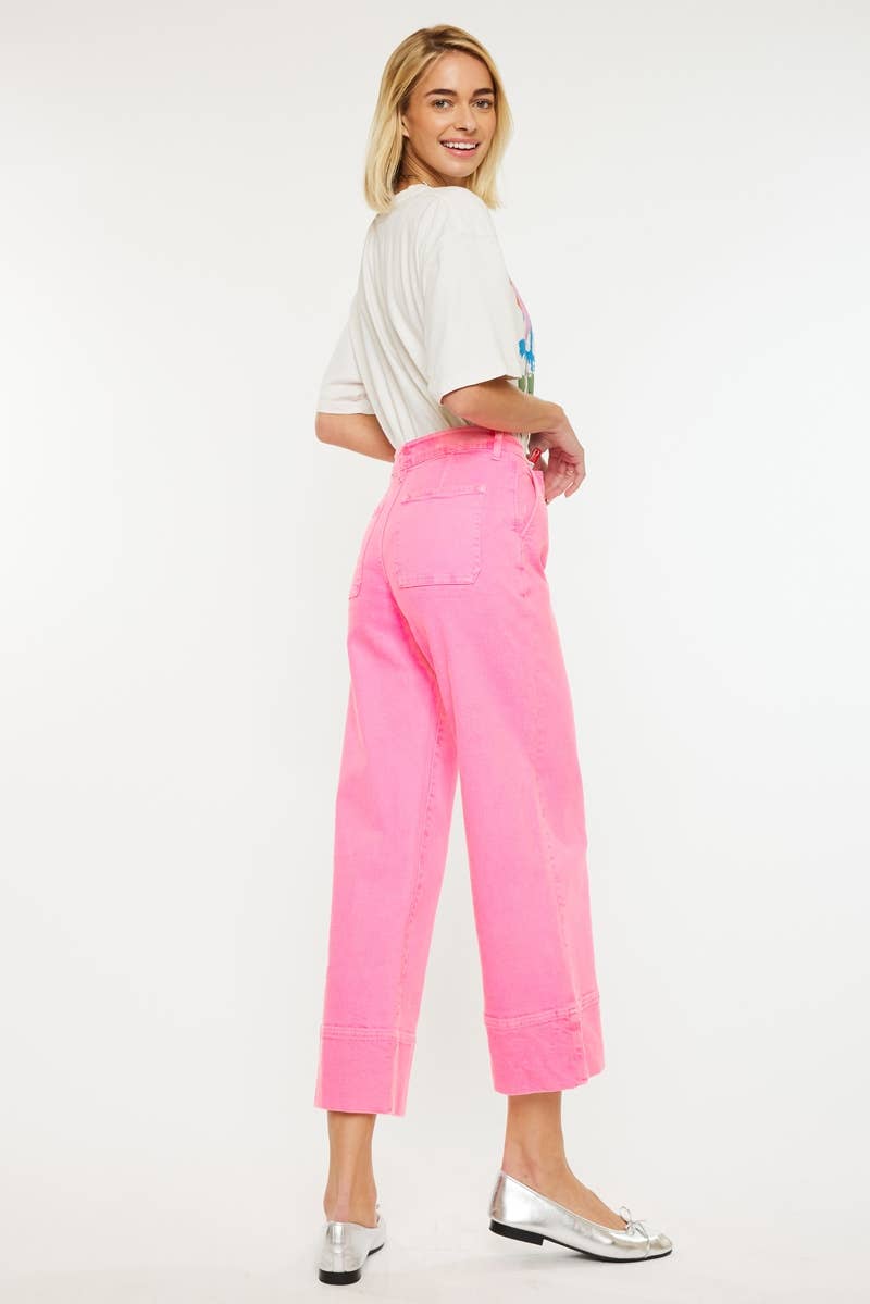 Kan Can HR WIDE LEG JEANS: NEON PINK
