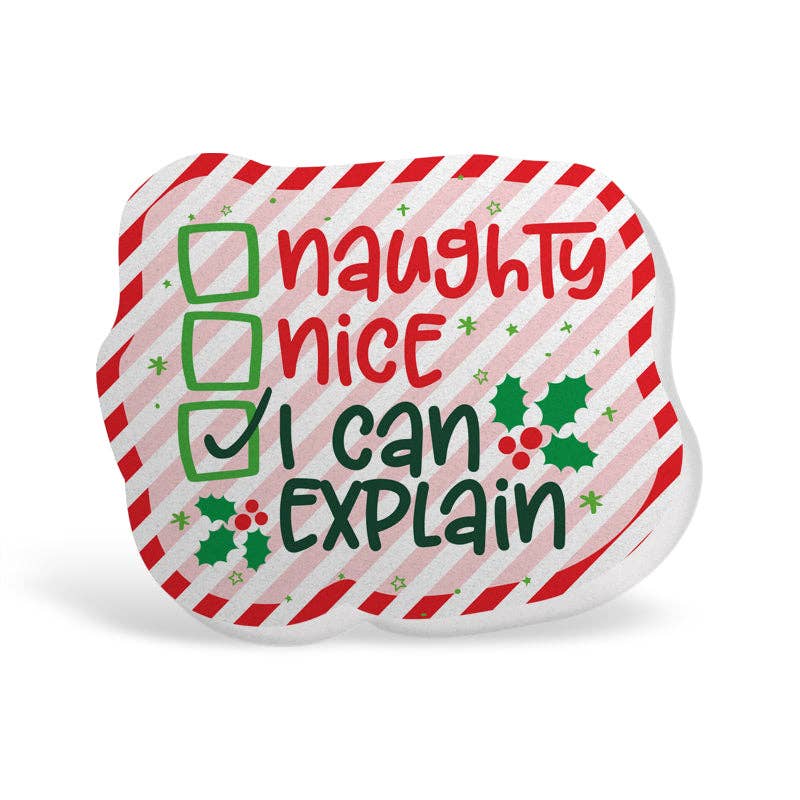 Naughty Nice I can Explain Acrylic: ATTACHED to badge reel (Non-Interchangeable)