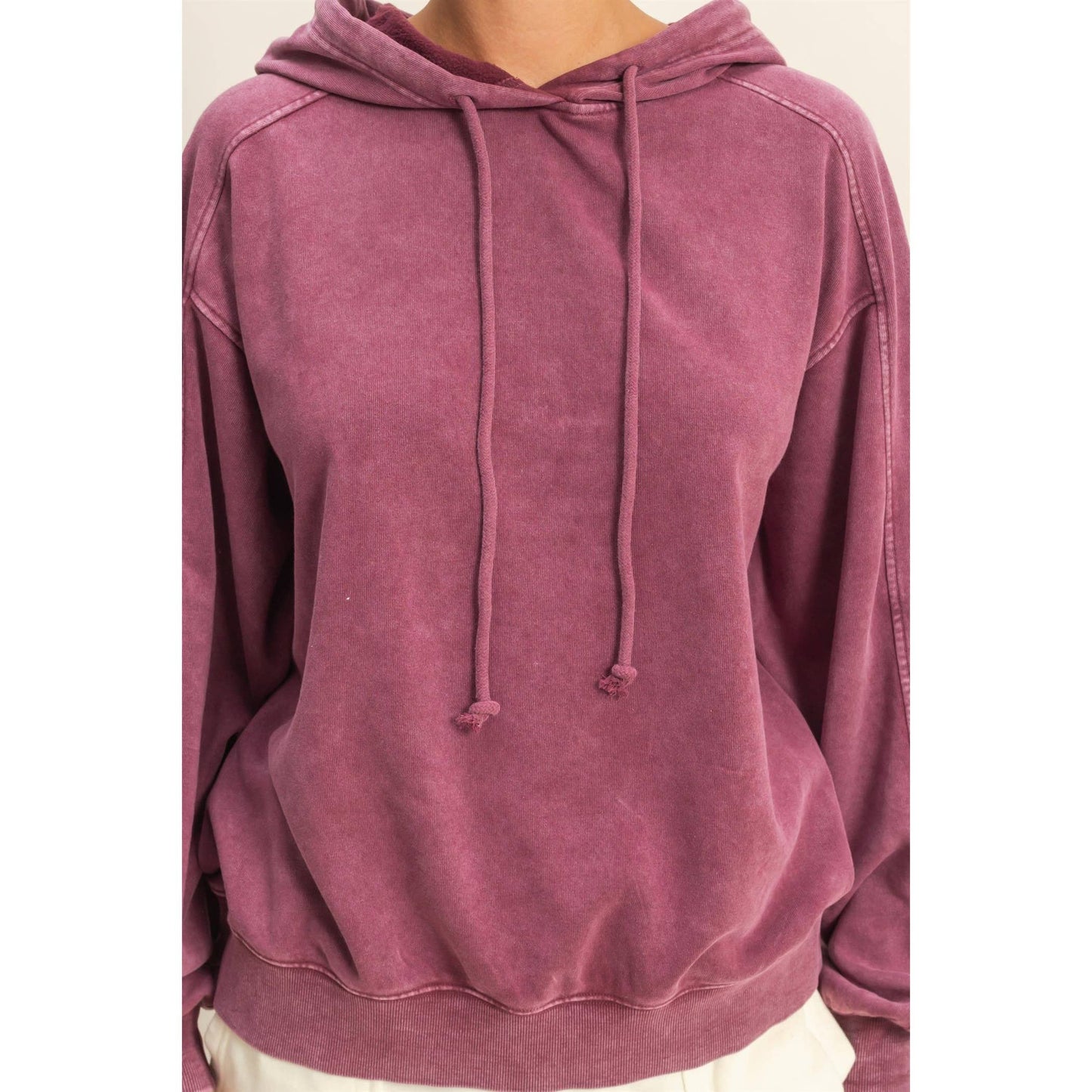 Mineral Washed Seam Detail Hoodie: DARK GREEN / S-M-L(2-2-2)