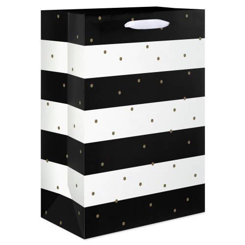 Black, White Stripes and Gold Dots Gift Bags