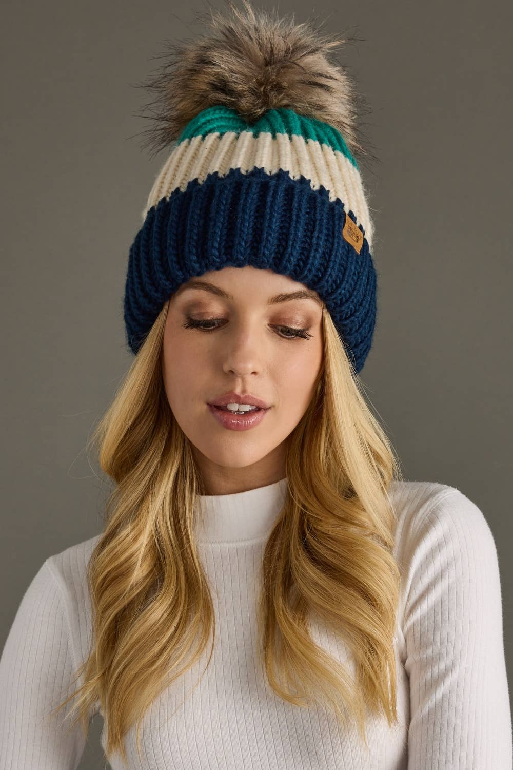 Color Block Pom Hat