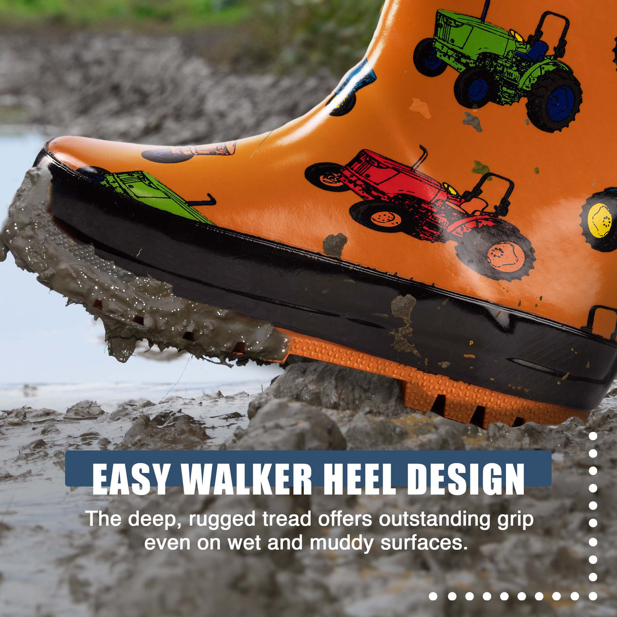 Norty Waterproof Rain Boots 41469 LittleKid Brown Tractor: 2 Little Kid
