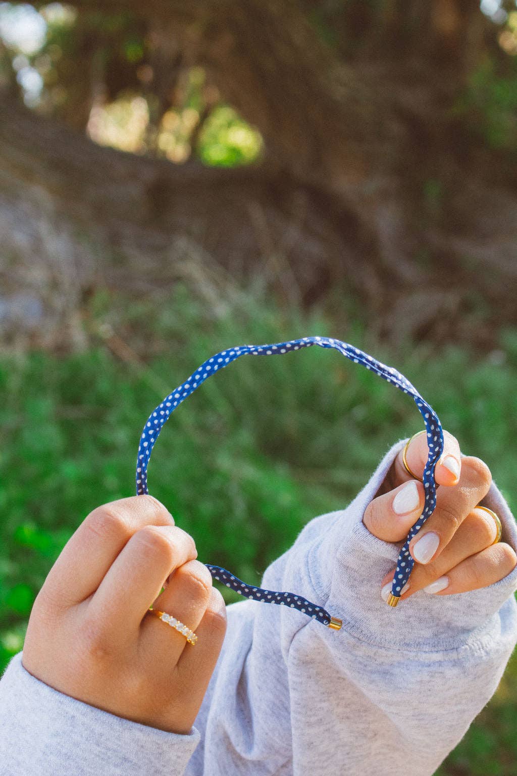 Squiggly Polka Dot Headband: Blue