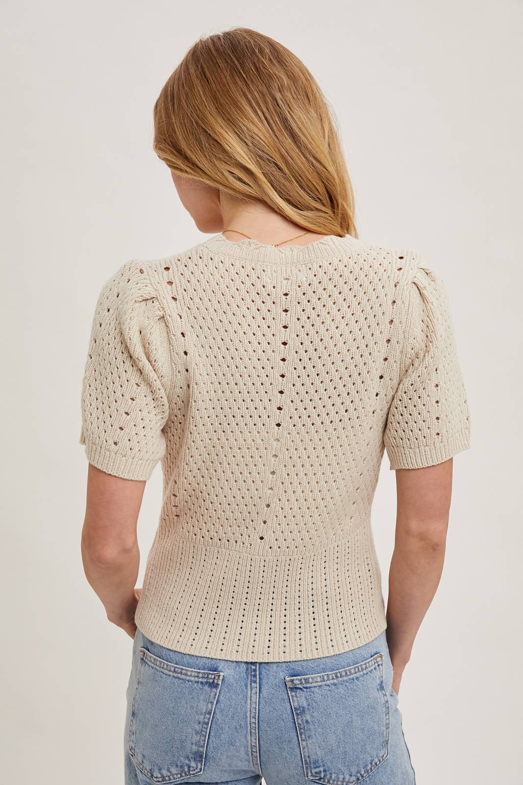 BUTTON DOWN SHORT SLEEVE KNIT CARDIGAN