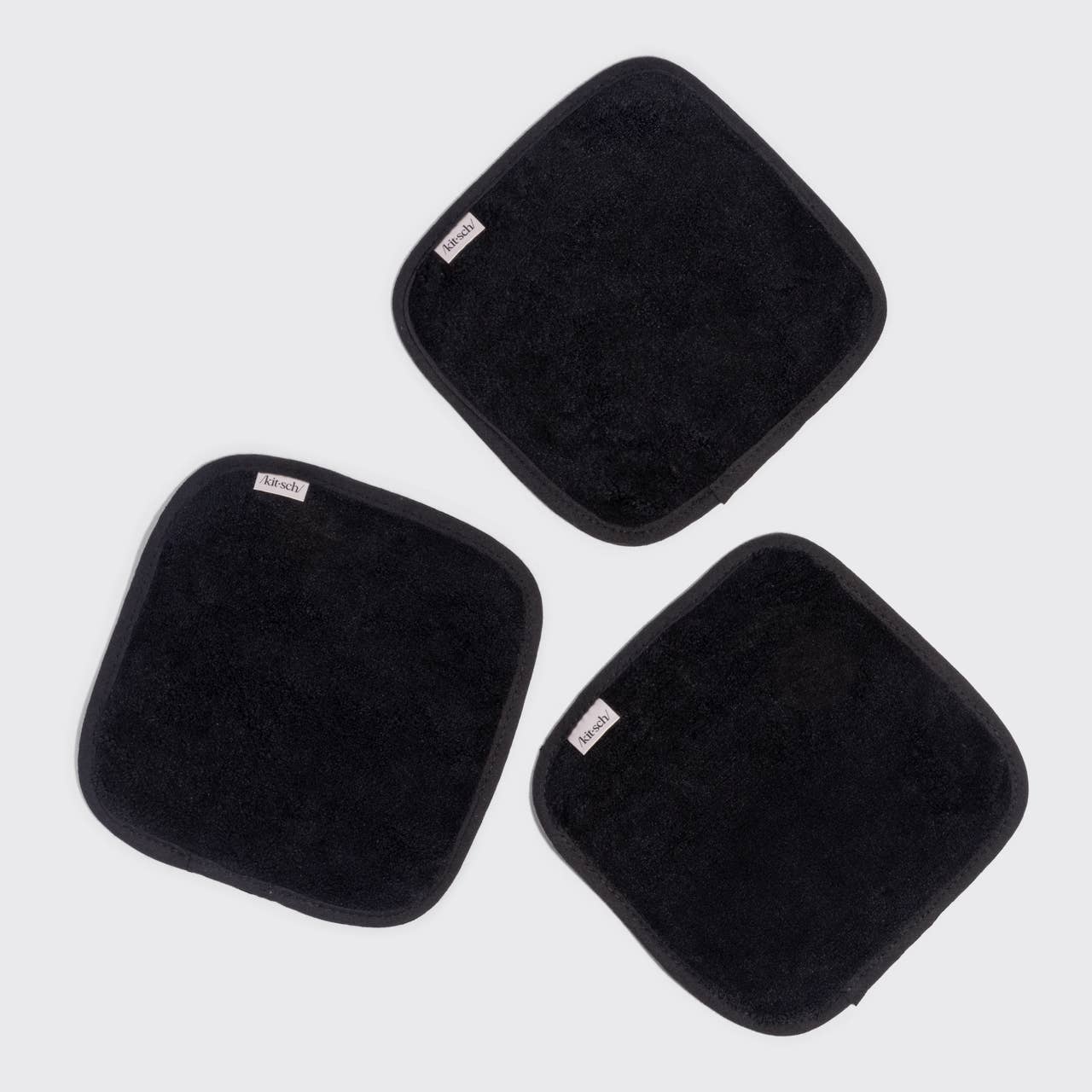 Microfiber Face Towels 3pc Set - Black