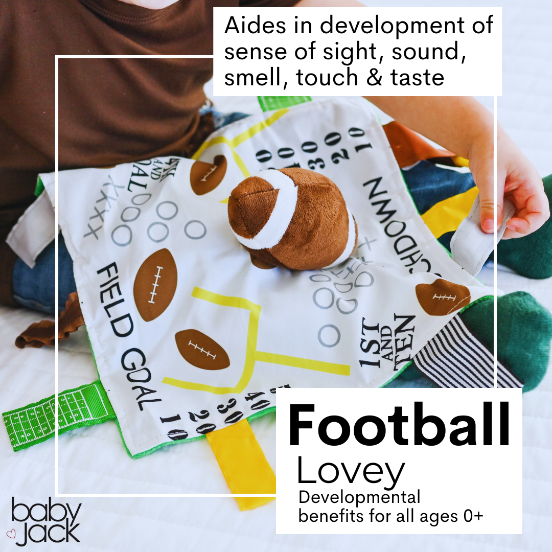 Football Baby Learning Lovey Tag Stroller Toy 10" x 10"