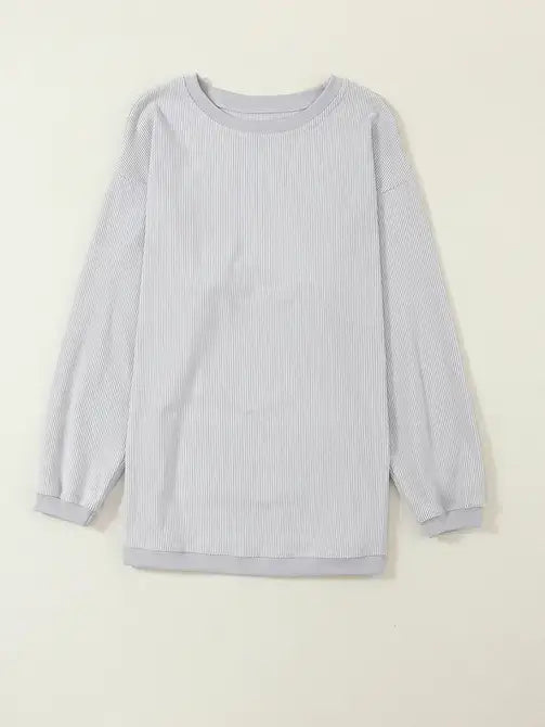 Orange Long Sleeve Ribbed Corded Oversized Sweatshirt: Orange / 100%Polyester / 2XL
