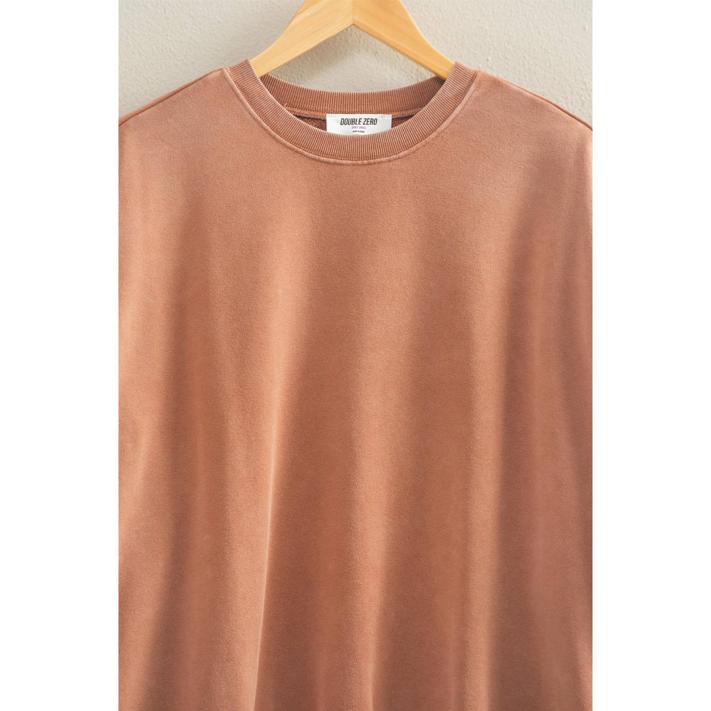 Oversized Mineral Washed Sweatshirt: TAFFY PINK / S-M-L(2-2-2)