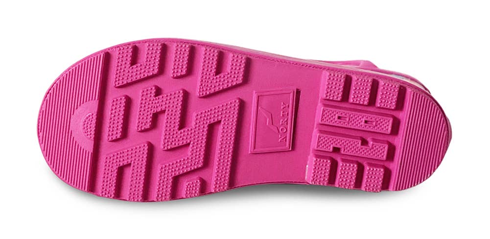Norty Little Kids Girl's Waterproof Rubber Rain Boot 42303: Matte Pink Flowers / 3 Little Kid