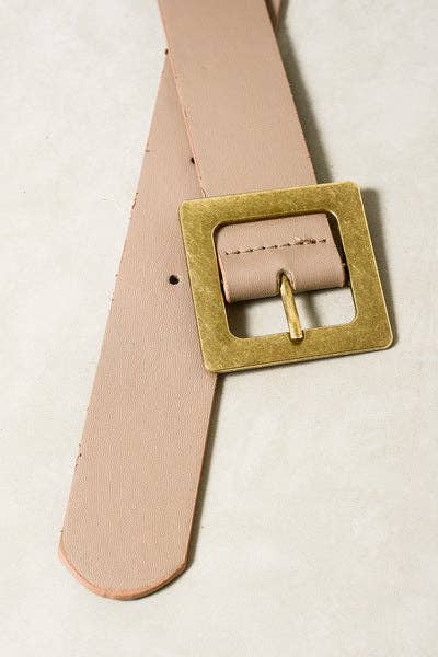 CLASSIC OVERSIZED SQUARE BUCKLE BELTS | TAUPE
