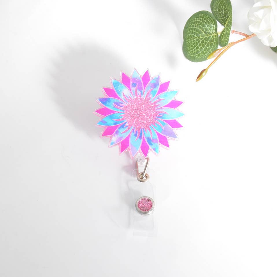 Glitterific Badge Reel Cosmic Flower