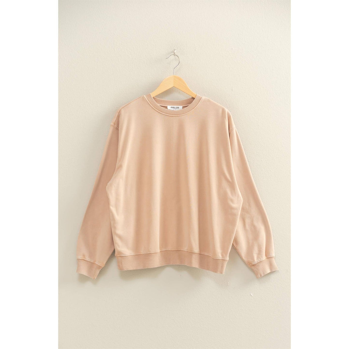 Oversized Mineral Washed Sweatshirt: TAFFY PINK / S-M-L(2-2-2)