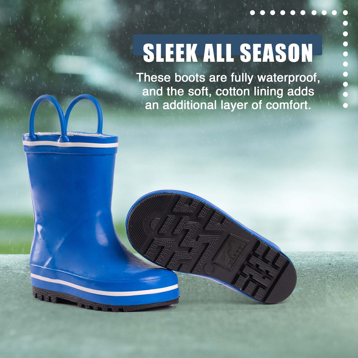 Norty Little and Big Kids Boys Girls Waterproof Rubber Rain: 1 Little Kid