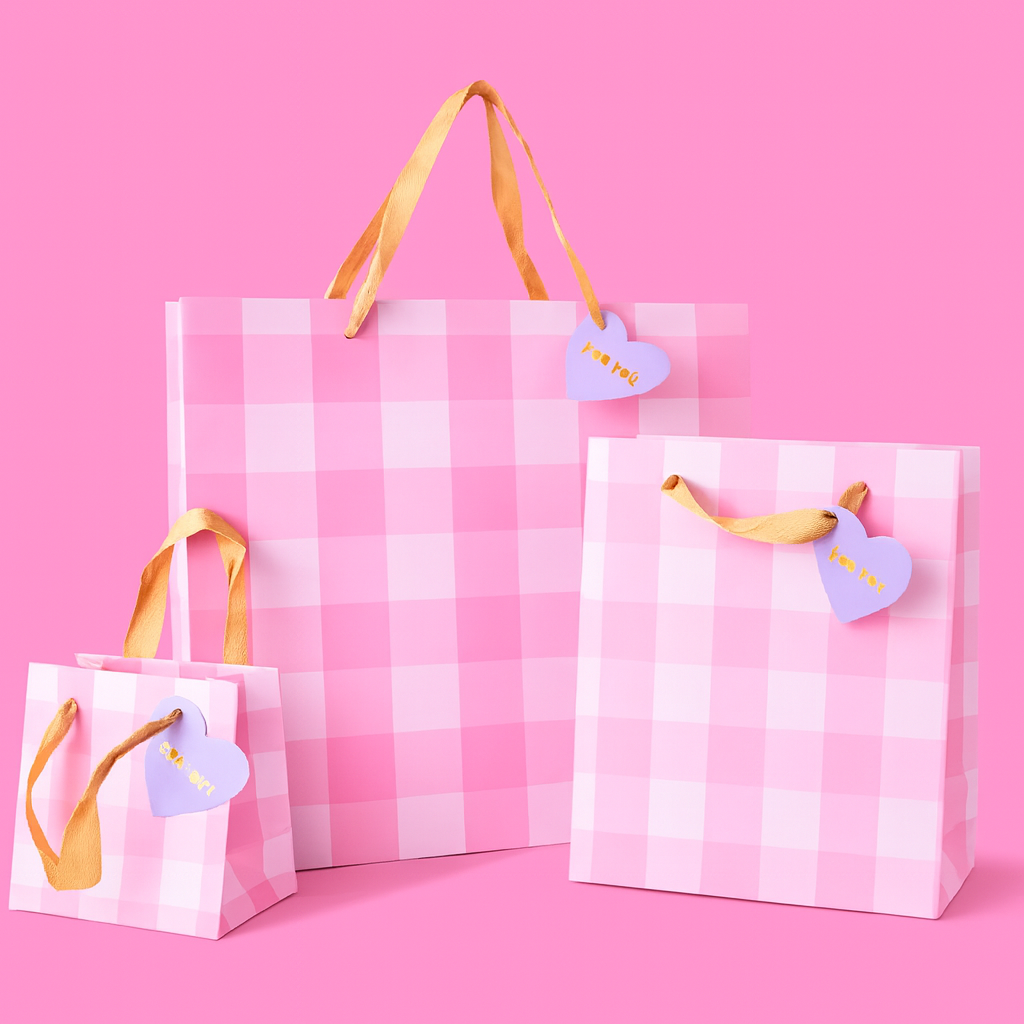Pink Gingham Gift Bag