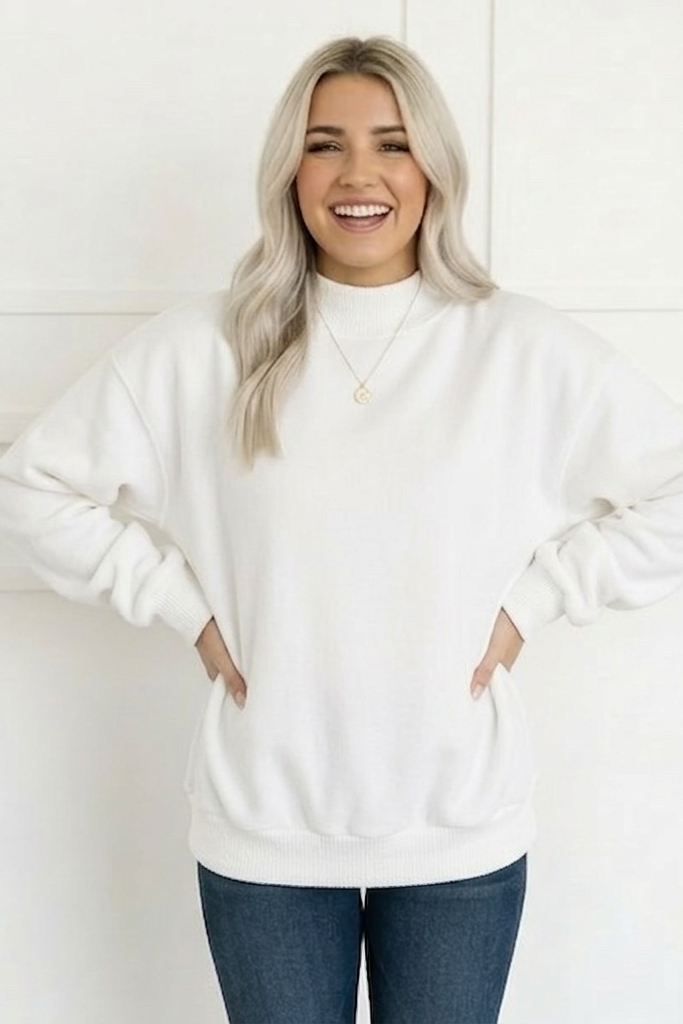 *REVERSIBLE* MOCKNECK SWEATSHIRTS: Ivory / LG
