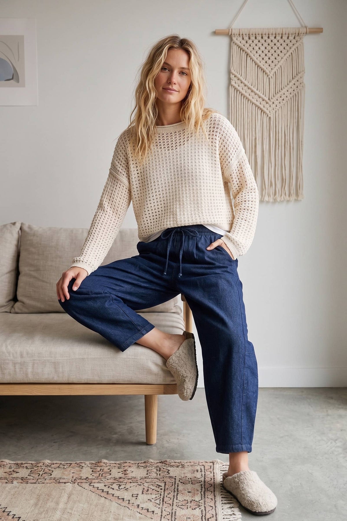 Oversized Washed Barrel Drawstring Pants