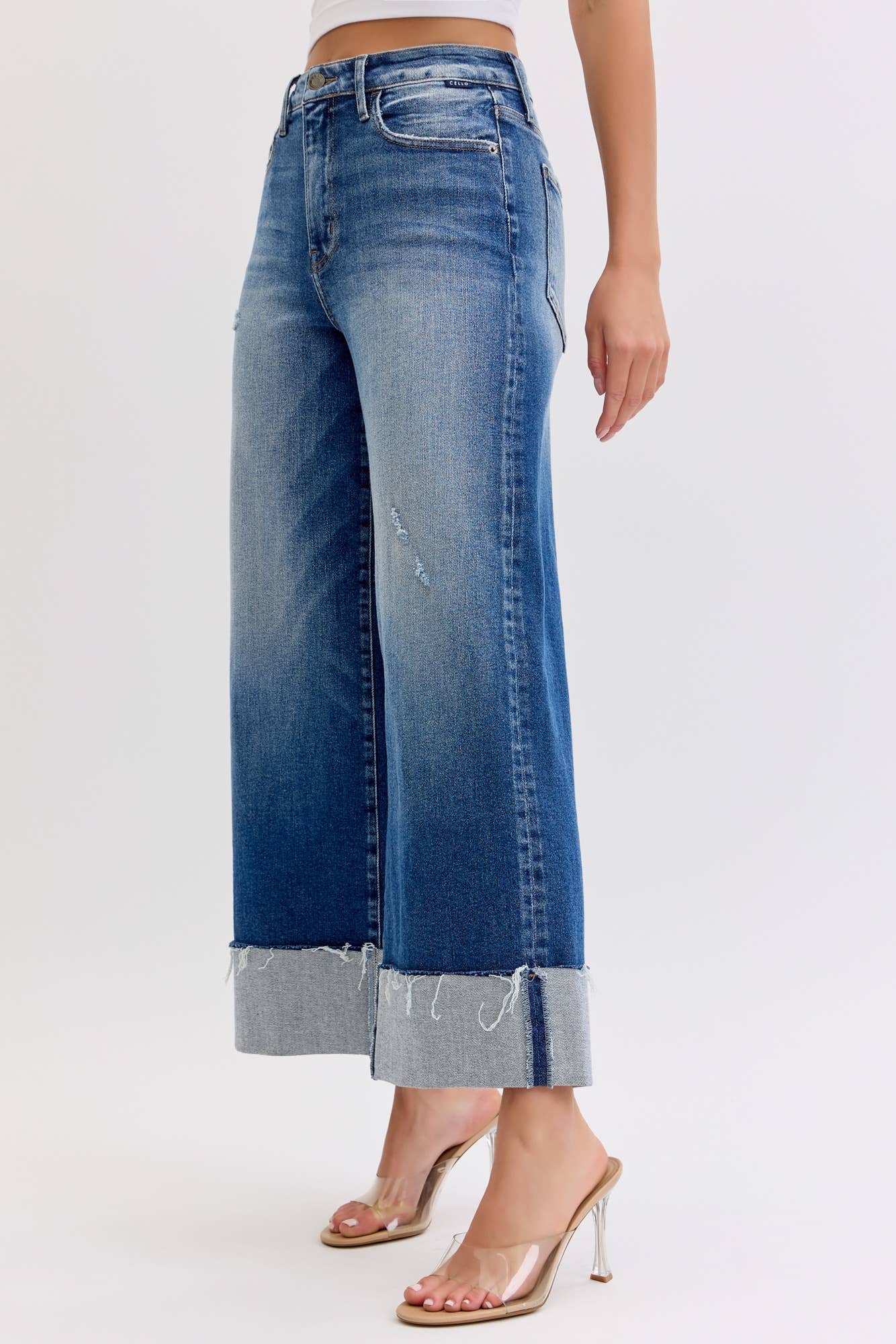 HR Crop Wide Leg W/ Cuff Jeans
