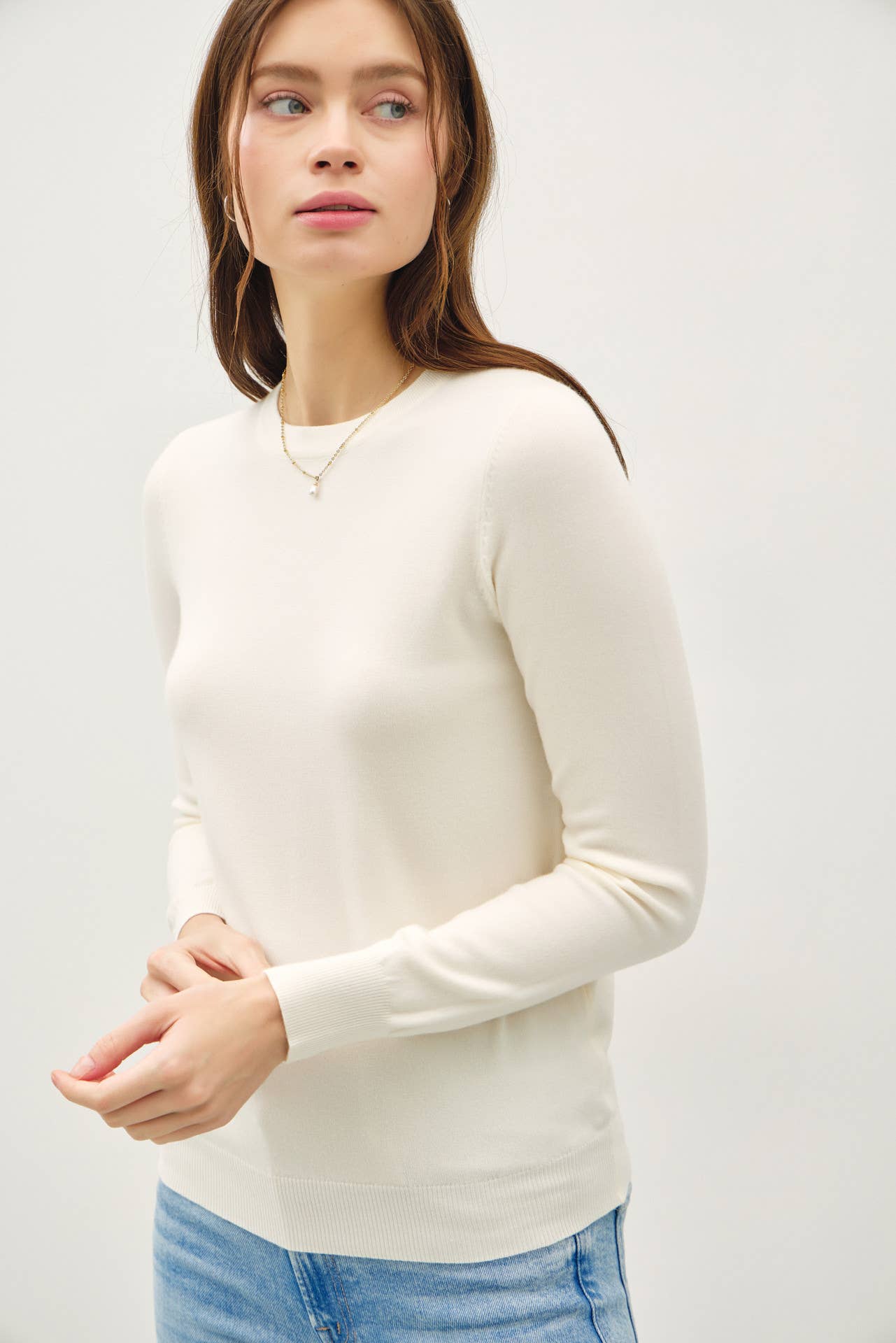 VISCOSE SOFT KNIT IVORY SWEATER