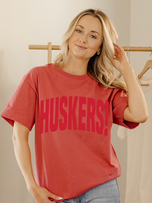 Nebraska Huskers Mono Puff Ink Red Heavyweight Tee: XL
