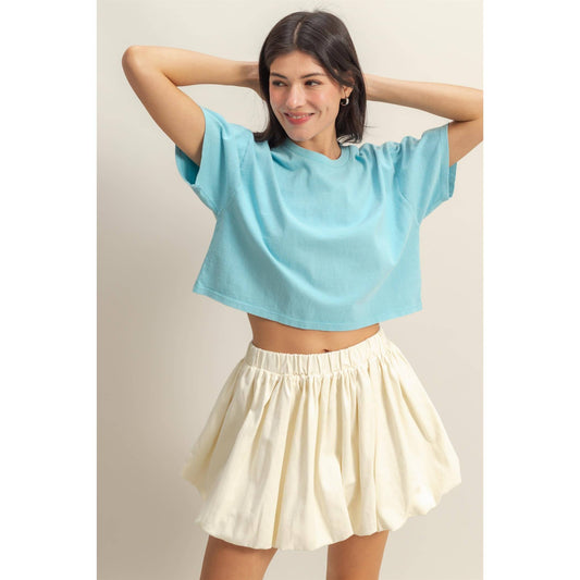 Cropped T Shirt: AQUA BLUE