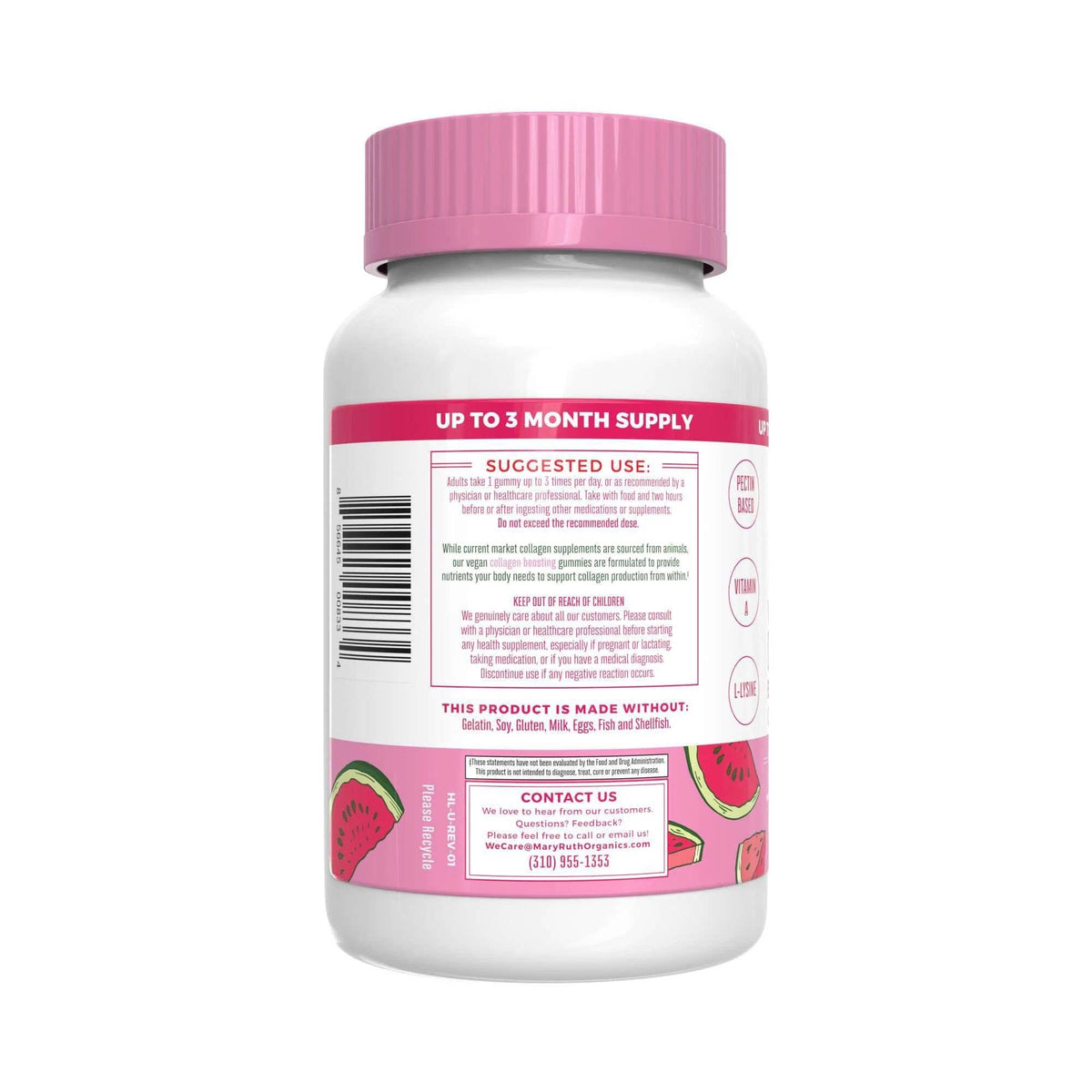 Vegan Watermelon Collagen Boost Gummies, 90 Ct