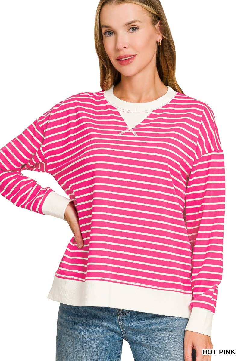 Striped Pullover: CANDY PINK / 2-2-2(S-M-L)