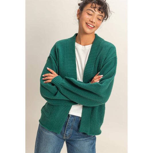 Oversized Textued Knit Cardigan Sweater