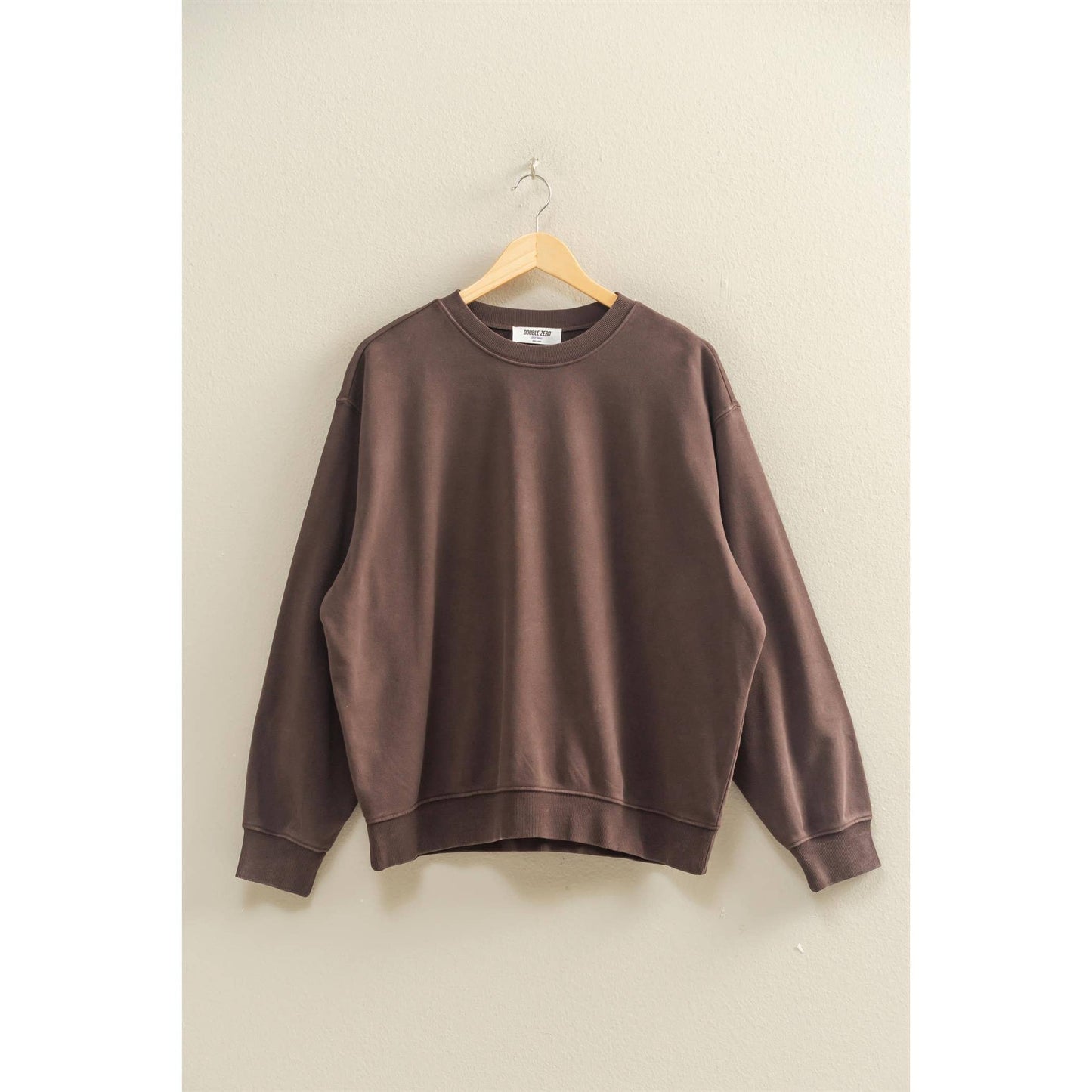 Oversized Mineral Washed Sweatshirt: CREAM / S-M-L(2-2-2)