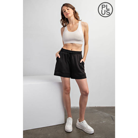 PLUS SIZE MODAL SCUBA CASUAL SHORT: Black